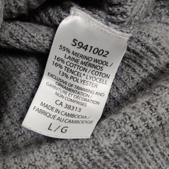 Kersh Womens Sweater Size L Gray Merino Wool Cotton Knitwear Comfy - Picture 5 of 5